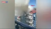Silivri'de 4 katlı binanın çatısında yangın söndürüldü