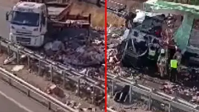 Bursa'da feci kaza! TIR beton duvara saplandı, sürücü hayatını kaybetti